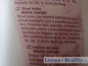 etiketa na obalu krému Cien Winter Comfort